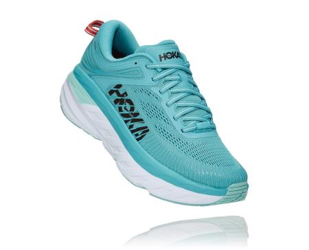 Hoka One One Bondi 7 - Tenis Corrida Largos Mulher Luz Turquesa / Azuis | PT-D3hKIXH